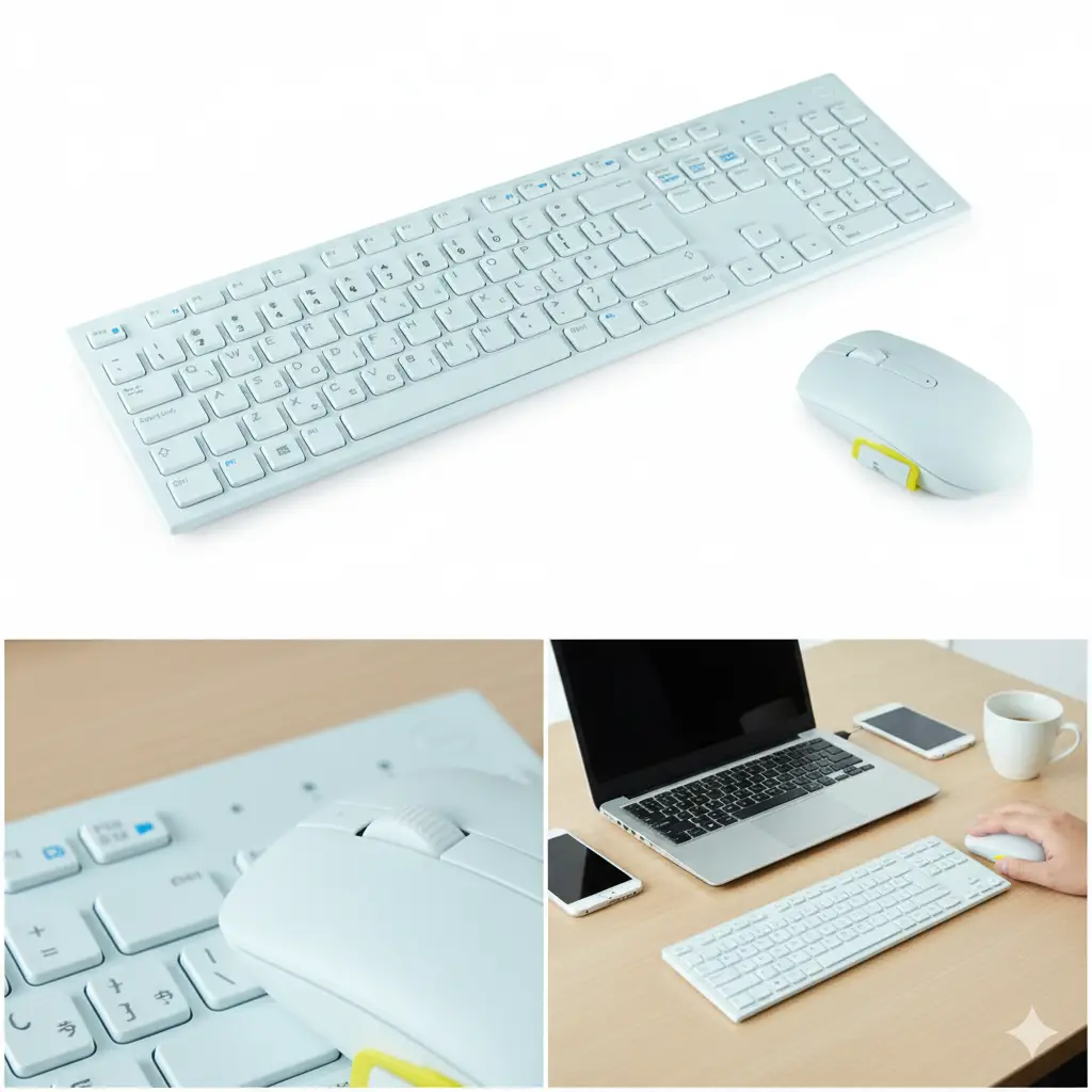 Combo bàn phím+chuột không dây DELL KM636 White JPN 05HKG8 (phím tiếng Nhật)