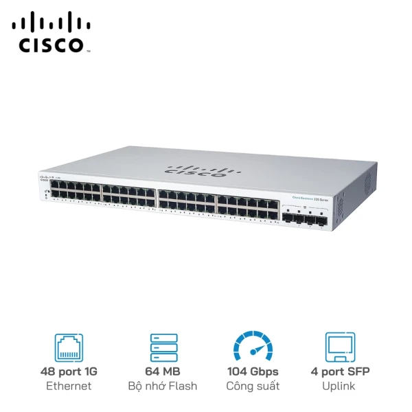 Thiết bị chia mạng Switch Cisco CBS220-48T-4G-EU 4x1G SFP