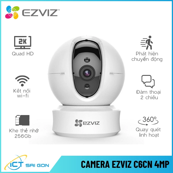 Camera Wifi EZVIZ C6CN 4MP PTZ 360 Tích Hợp Mic Loa