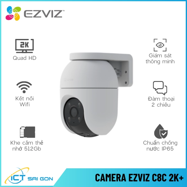 Camera Wifi Quay Quét EZVIZ C8C 2K+ Tích Hợp Mic Loa IP65