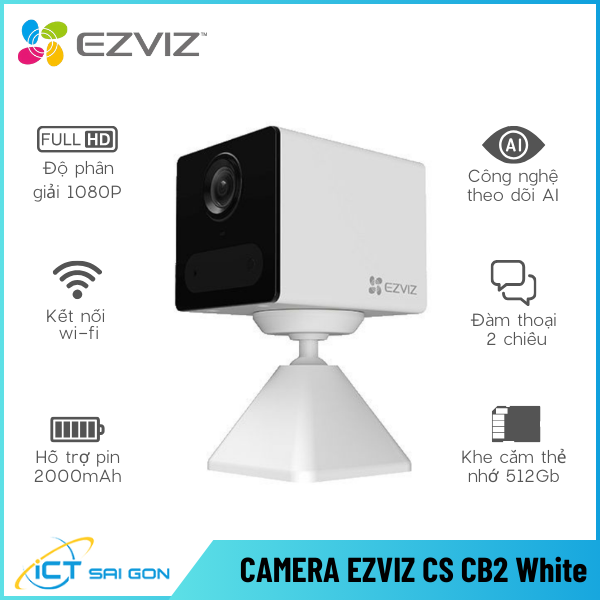 Camera Wifi Dùng Pin EZVIZ CS-CB2 2MP Đàm Thoại 2 Chiều (White)