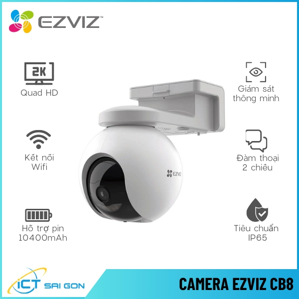 Camera 4G Quay Quét EZVIZ EB8 2K Dùng Pin / Tích Hợp Mic Loa