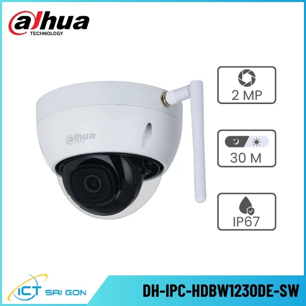 Camera Wifi DAHUA DH-IPC-HDBW1230DE-SW 2.0MP Dome