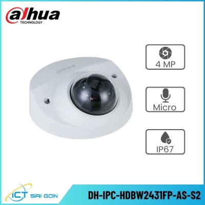 Camera IP DAHUA DH-IPC-HDBW2431FP-AS-S2 4MP Tích hợp Mic Hỗ trợ Onvif/PoE