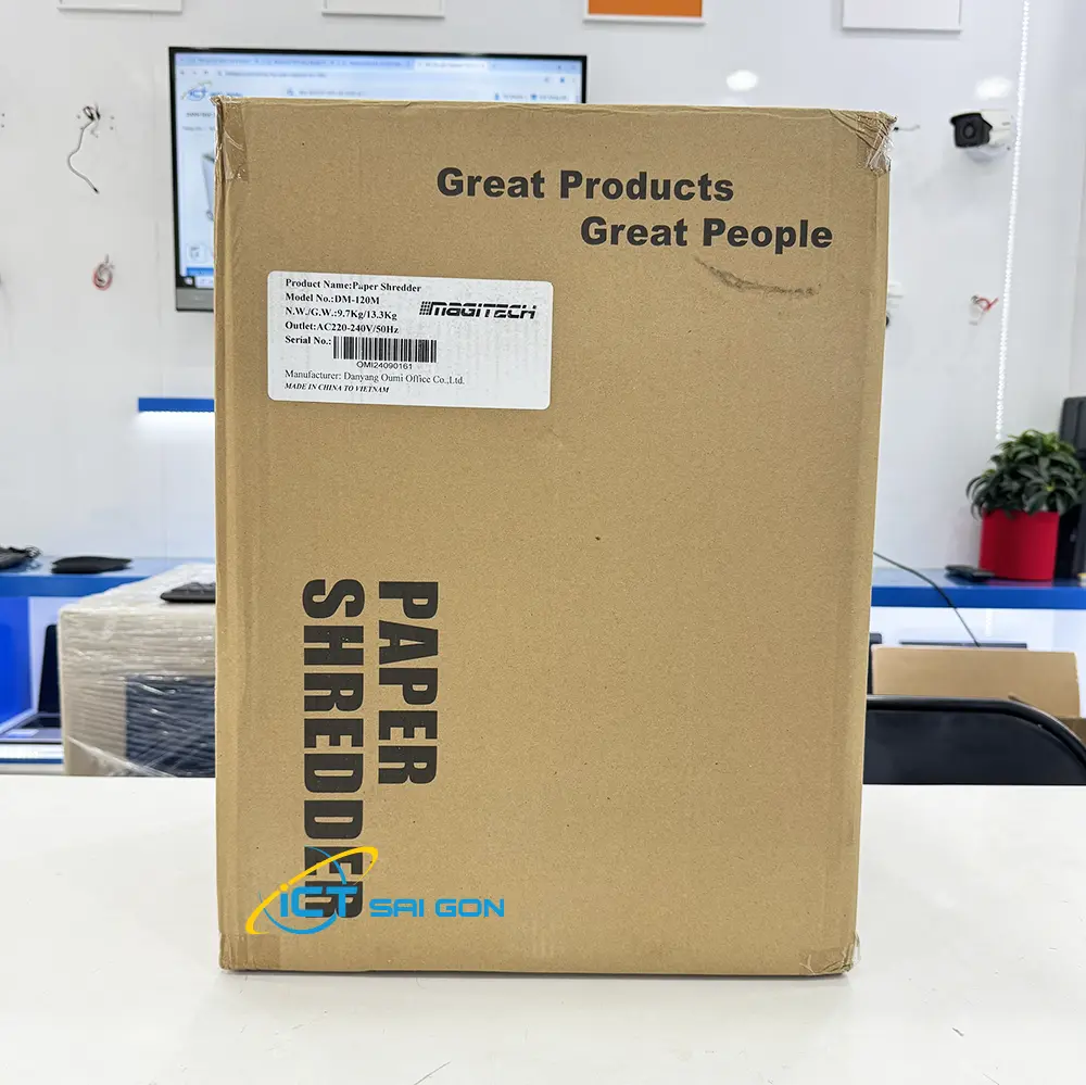 Máy hủy giấy Magitech DM-120M, Hủy siêu vụn 8 tờ/lần - Khổ Giấy A4, Tốc độ hủy 2.2m/min