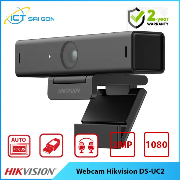 Webcam Hikvision DS-UC2 2MP FHD, Tích hợp 2 Mic, thu âm đa hướng, chống ồn thông minh, chuyên hội nghị, doanh nghiệp
