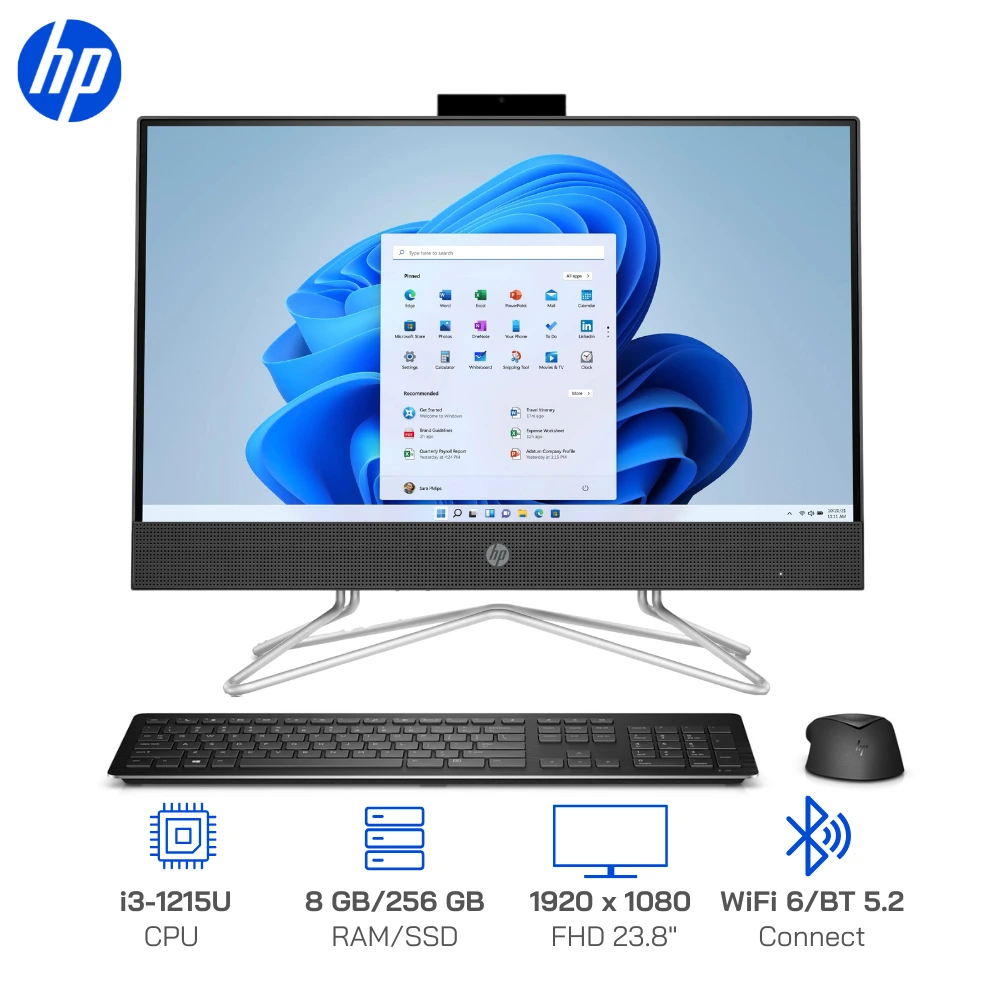 PC HP 200 Pro G4 AIO [Core i3-1215U, Ram 8GB, SSD 256GB, Win11H, LCD 21.8 FHD] 74S22PA
