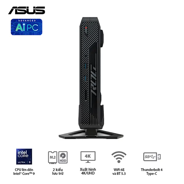 Mini PC ASUS ROG NUC RNUC14SRKU9189A0I (Ultra 9 185H, RTX 4070 8GB, RAM 32GB DDR5, SSD 1TB, Win 11, Wi-Fi 6E)