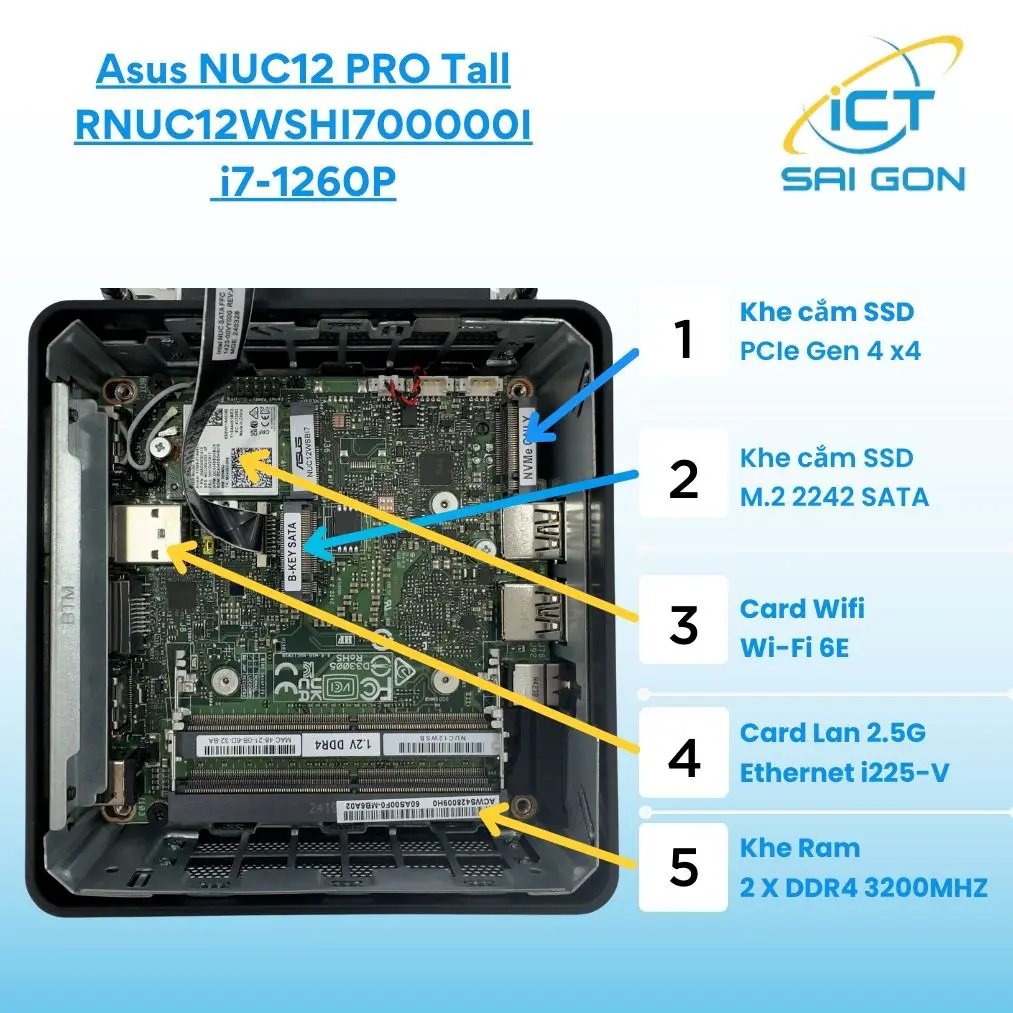 Mini PC Asus NUC12 PRO Tall RNUC12WSHI700000I/ i7-1260P/ 2xDDR4-3200/ 2x HDMI 2.1/2x Thunderbolt/ VESA MOUNT