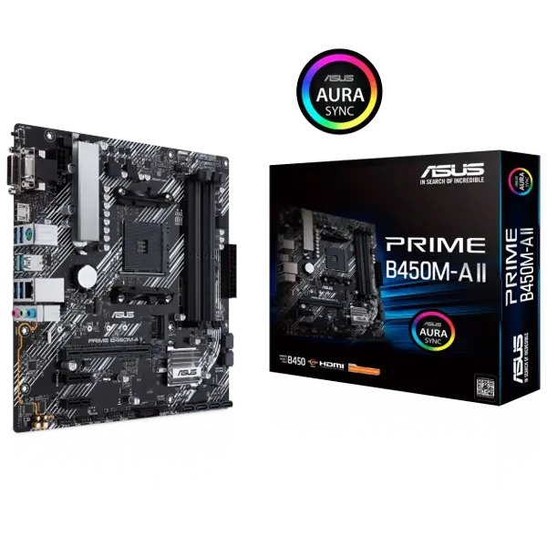Mainboard Asus PRIME B450M-A II - Socket AM4, 4xDDR4, 1 x D-Sub, 1 x DVI-D, 1 x HDMI, 1 x M.2 NVMe