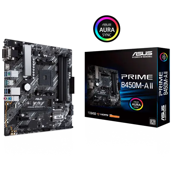 Mainboard Asus PRIME B450M-A II - Socket AM4, 4xDDR4,  1 x D-Sub, 1 x DVI-D, 1 x HDMI, 1 x M.2 NVMe