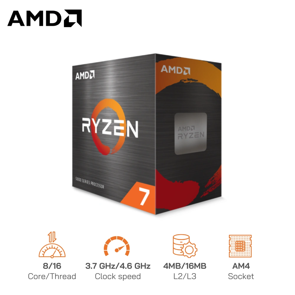 CPU AMD Ryzen 7 5700 (8 cores 16 threads, 3.7 Up to 4.6 Ghz, L2: 4M/ L3: 16M Cache) Socket AM4