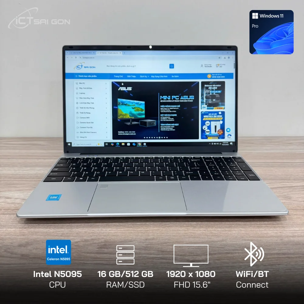 Laptop AOC N156P-P142 Intel N5095/ 15.6" FHD/ 250NITS/ 16GB DDR4/ 512GB SSD/ TPM/ Keyboard Backlight/ Pringles/ Wifi+ BT