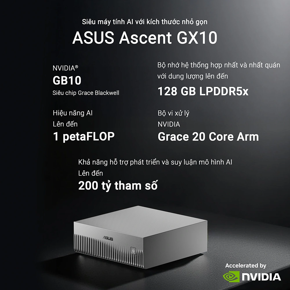 Mini PC AI ASUS Ascent GX10 GX10-GG0036BN (NVIDIA GB10/128GB RAM/4TB NVMe SSD)
