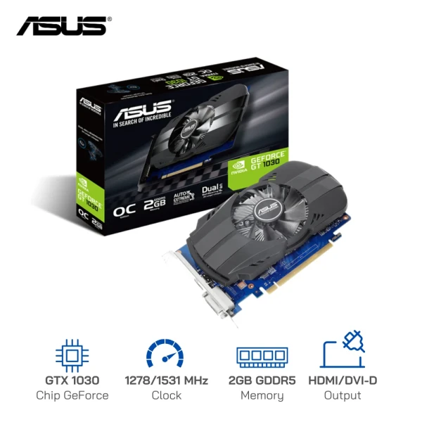 VGA ASUS PH-GT1030-O2G 2GB GDDR5 (1 x HDMI 2.0b , 1 x DVI-D)