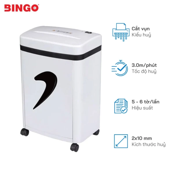 Máy hủy giấy Bingo C30, Hủy Vụn 5-6 Tờ/Lần - Khổ Giấy A4, Tốc độ cắt: 3,0m
