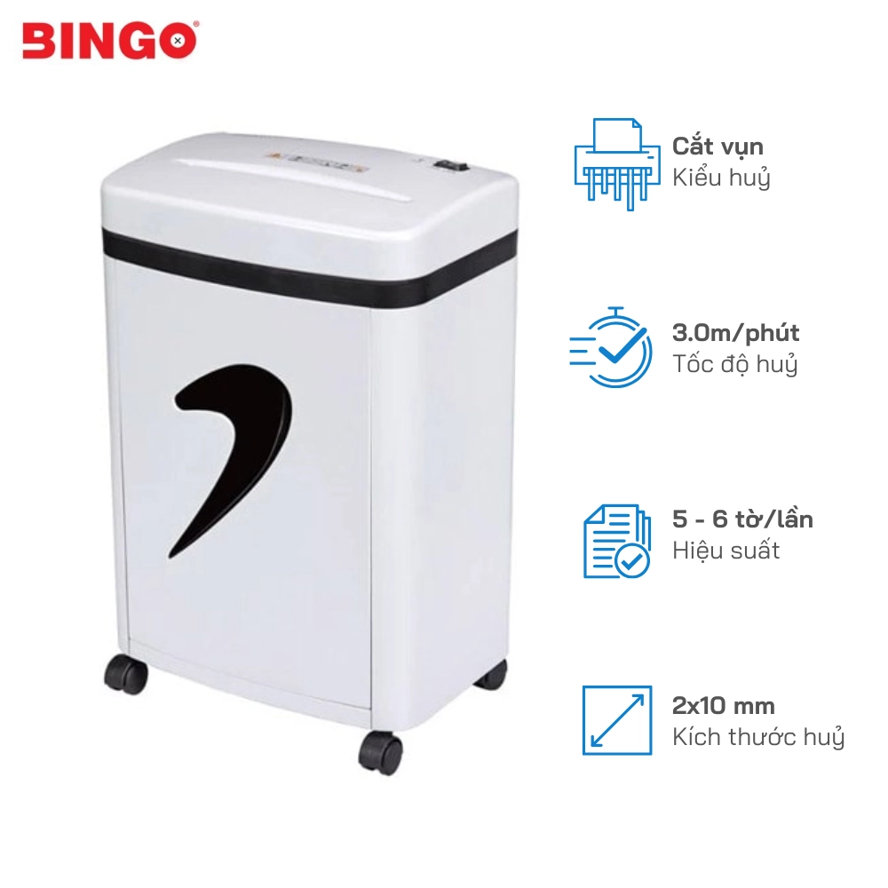 Máy hủy giấy Bingo C30, Hủy Vụn 5-6 Tờ/Lần - Khổ Giấy A4, Tốc độ cắt: 3,0m