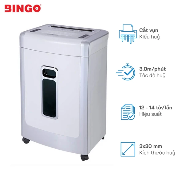 Máy hủy tài liệu Bingo C36 | Huỷ vụn Tốc độ 3.0m/phút | Số tờ hủy/lần : 14 tờ