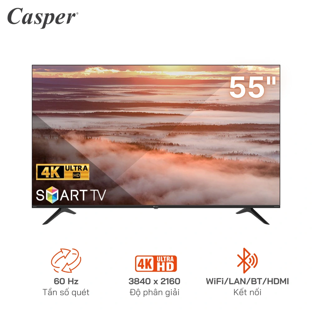 Smart Tivi Casper 4K 55 inch 55UW6000 60Hz / Kết nối WiFi, LAN, Bluetooth, HDMI