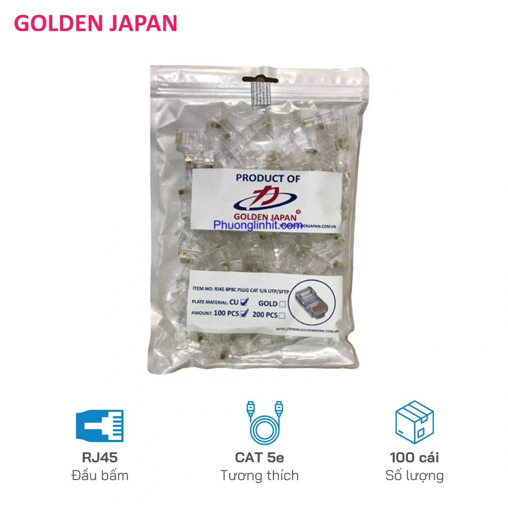 Đầu RJ 45 (Golden) Japan (bịch 100c)