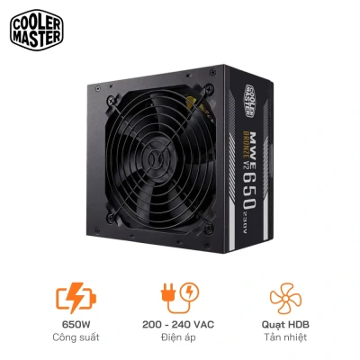 Nguồn Cooler Master MWE 650 BRONZE V2 FULL RANGE - hiệu suất 88% , chuẩn 80 Plus Bronze