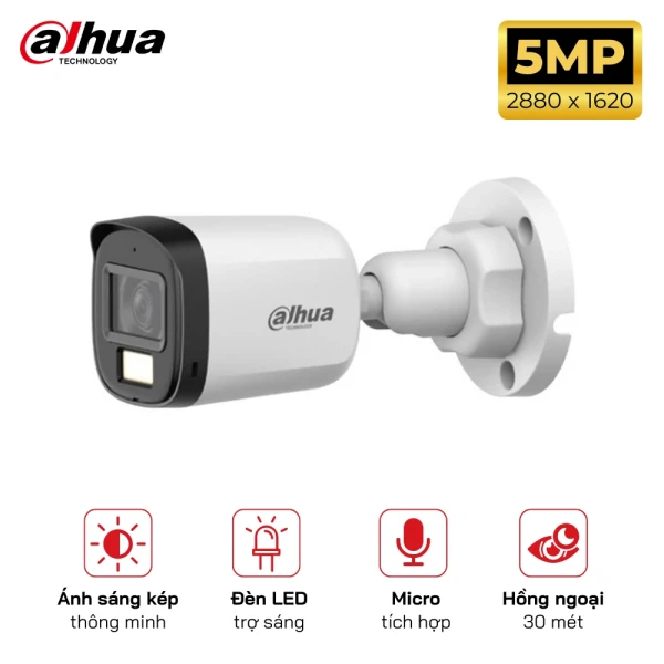 Camera HDCVI DAHUA DH-HAC-B1A51P-U-IL-A 5MP