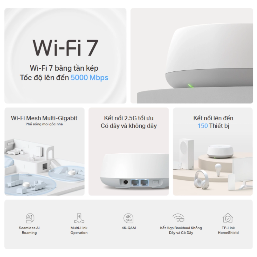 Hệ thống Mesh Wi-Fi 7 BE5000 TP-Link Deco BE25
