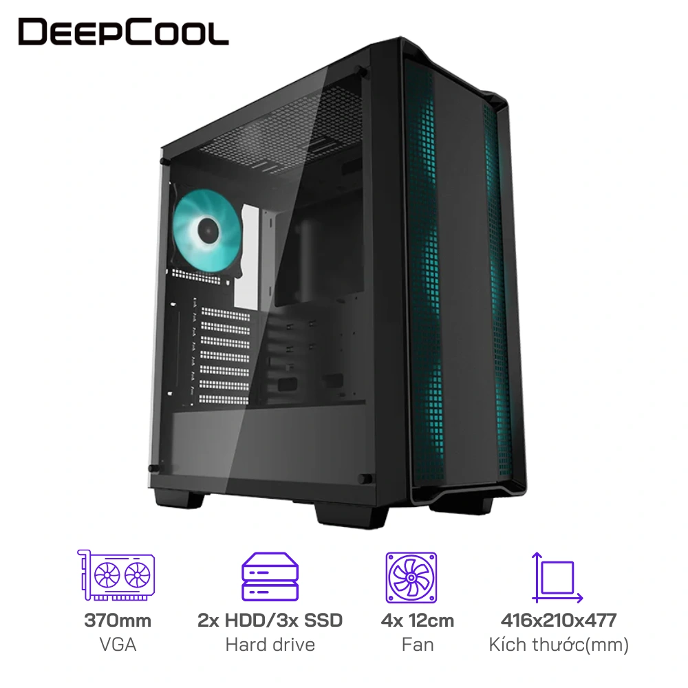 Case Deepcool CC560/Main: Mini-ITX, Micro-ATX, ATX/ 3x SSD 2x HDD/4x Fan 12cm