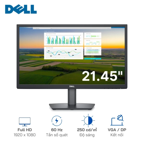 Màn hình Dell E2222H 21.45 inch FHD (1920x1080), Cổng kết nối: DisplayPort 1.2/ VGA, Độ sáng: 250 nit