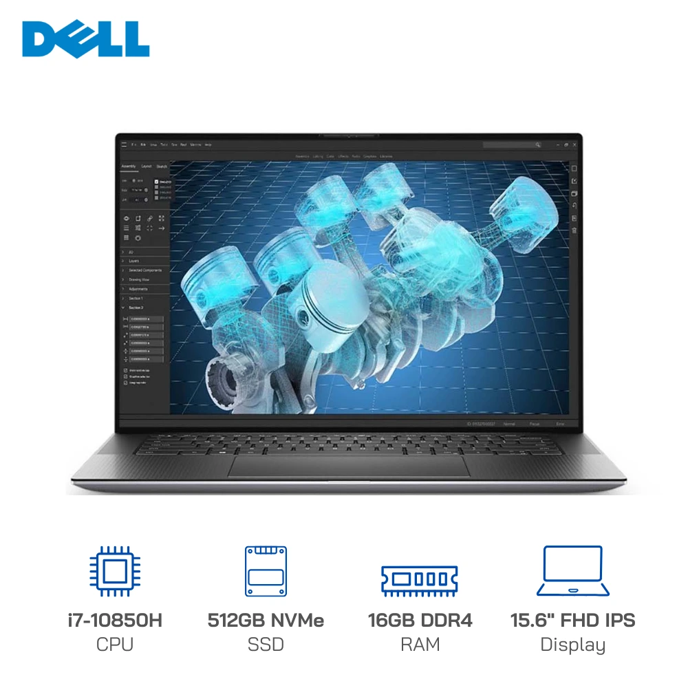 Máy Trạm Dell Precision 5550 Core i7-10850H, Ram 32GB, SSD 1TB, VGA T2000 4G, Màn hình 15.6 FHD IPS