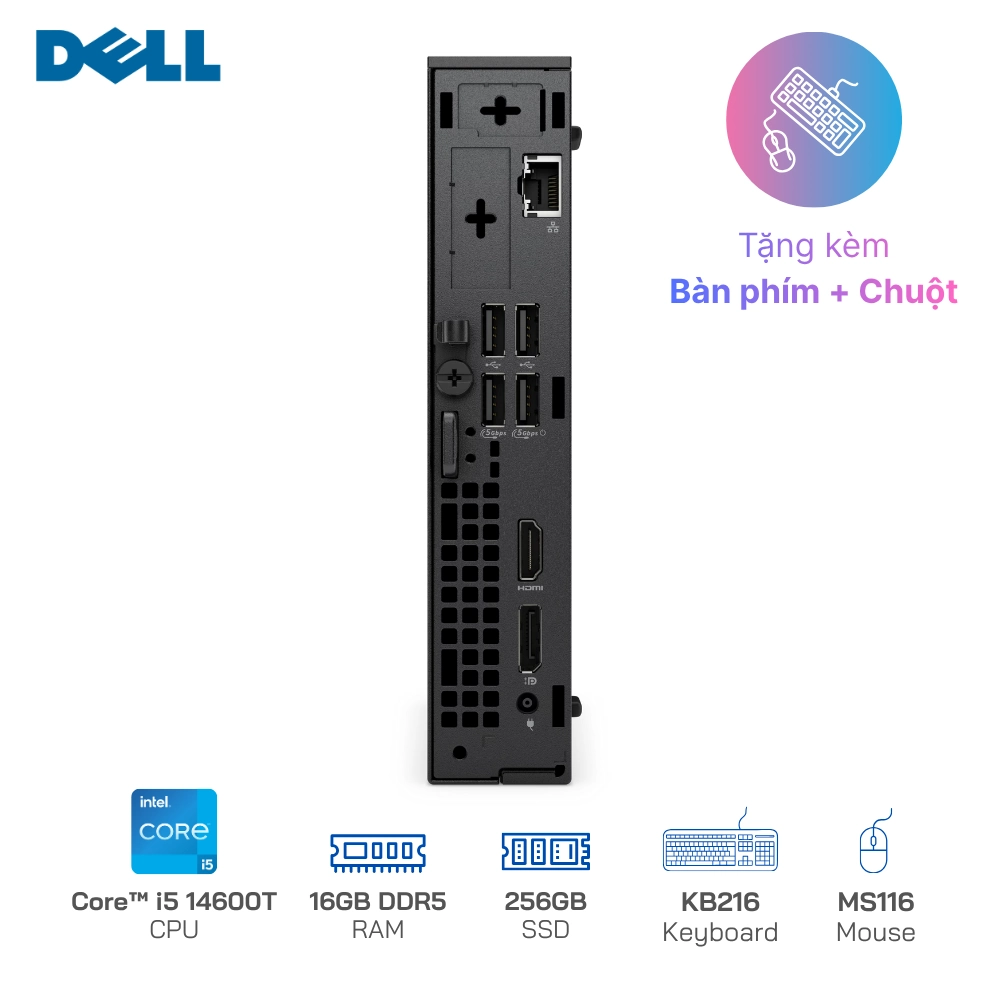 Mini PC Dell Pro Micro QCM1250 i5 14600T | 16GB DDR5 | 256GB SSD | VESA mount | Xuất hình: HDMI/DisplayPort
