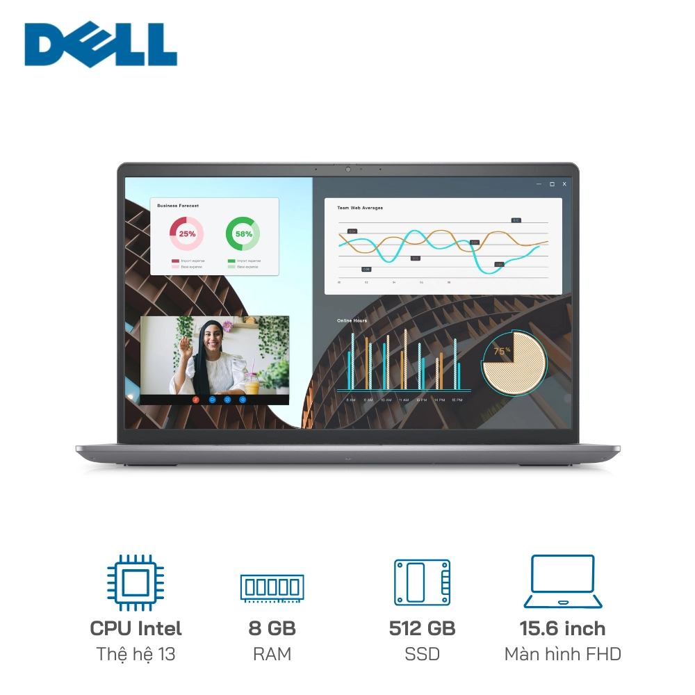 Laptop Dell Vostro 3530 I3-1305U/8GB/512GB/15.6" FHD EKB Black Free Dos