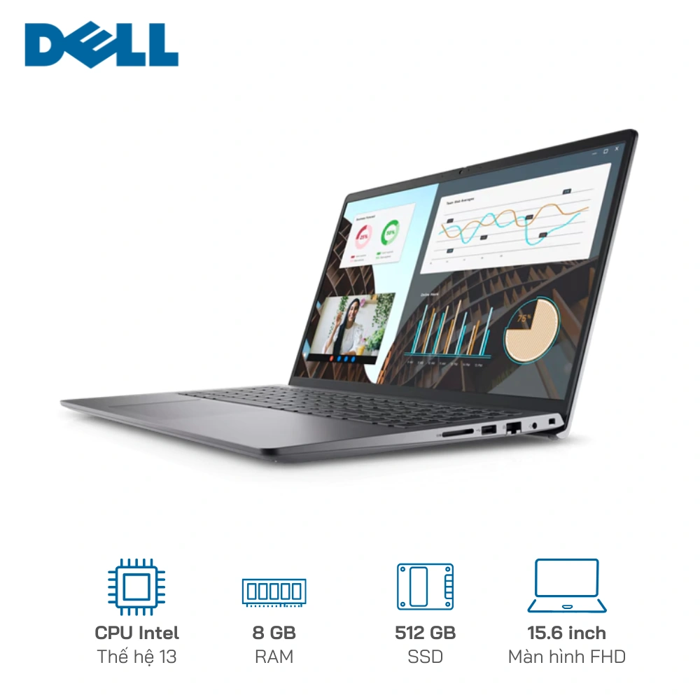 Laptop Dell Vostro 3530 I3-1305U/8GB/512GB/15.6" FHD EKB Black Free Dos