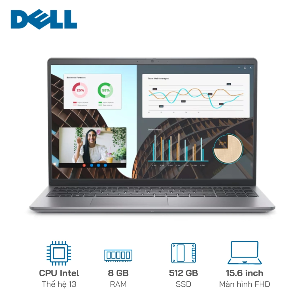 Laptop Dell Vostro 3530 I3-1305U/8GB/512GB/15.6" FHD EKB Black Free Dos