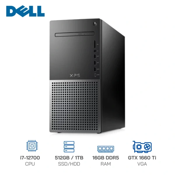 PC Dell XPS 8950 (i7-12700/Ram 16GB / SSD 512GB +1TB HDD/ VGA GTX1660Ti/ DVDRW/ WL+BT/K+M/Office/Win11) (42XPS89D002)