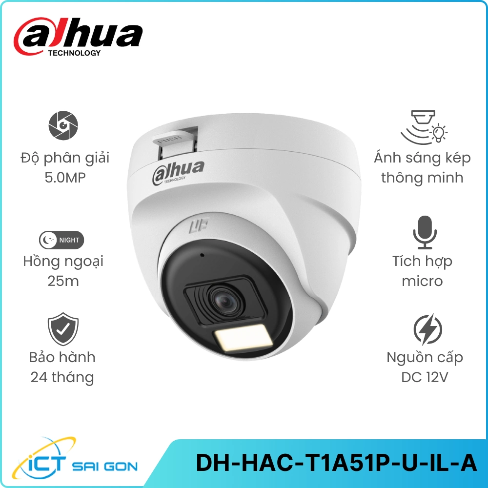 Camera HDCVI DAHUA DH-HAC-T1A51P-U-IL-A 5MP