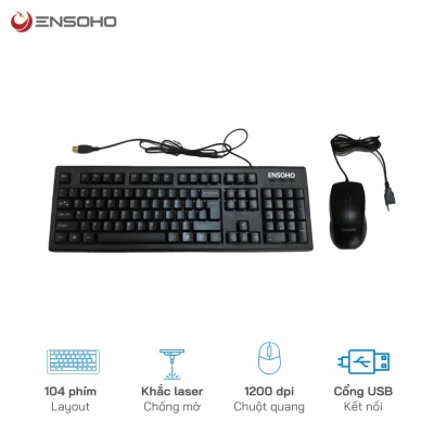 Combo Phím Chuột có dây Ensoho E109CB