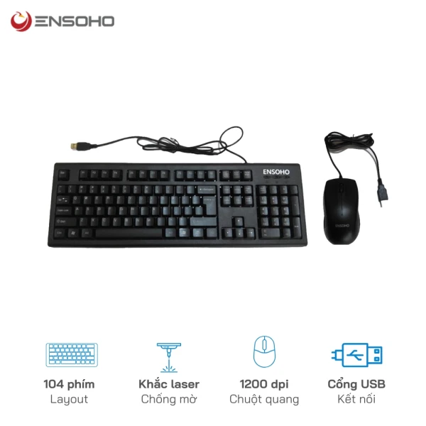 Combo Phím Chuột có dây Ensoho E109CB