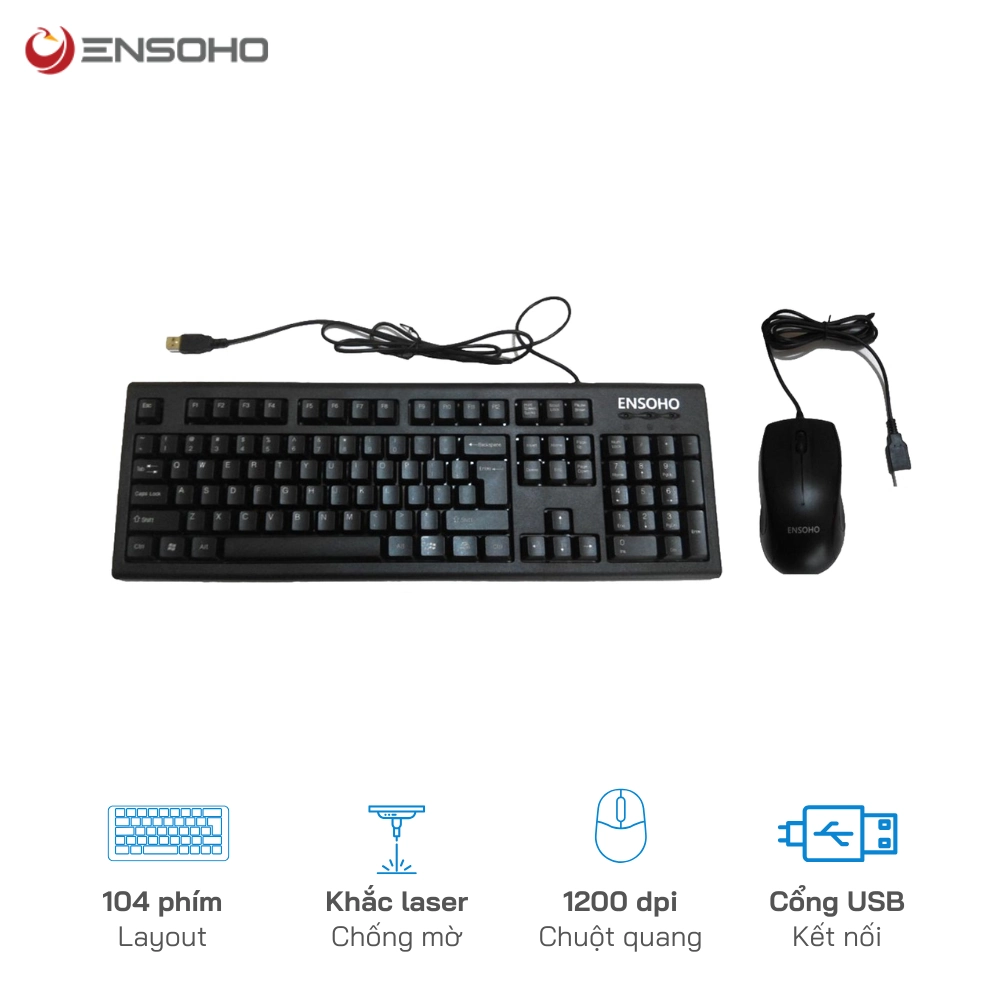 Combo Phím Chuột có dây Ensoho E109CB