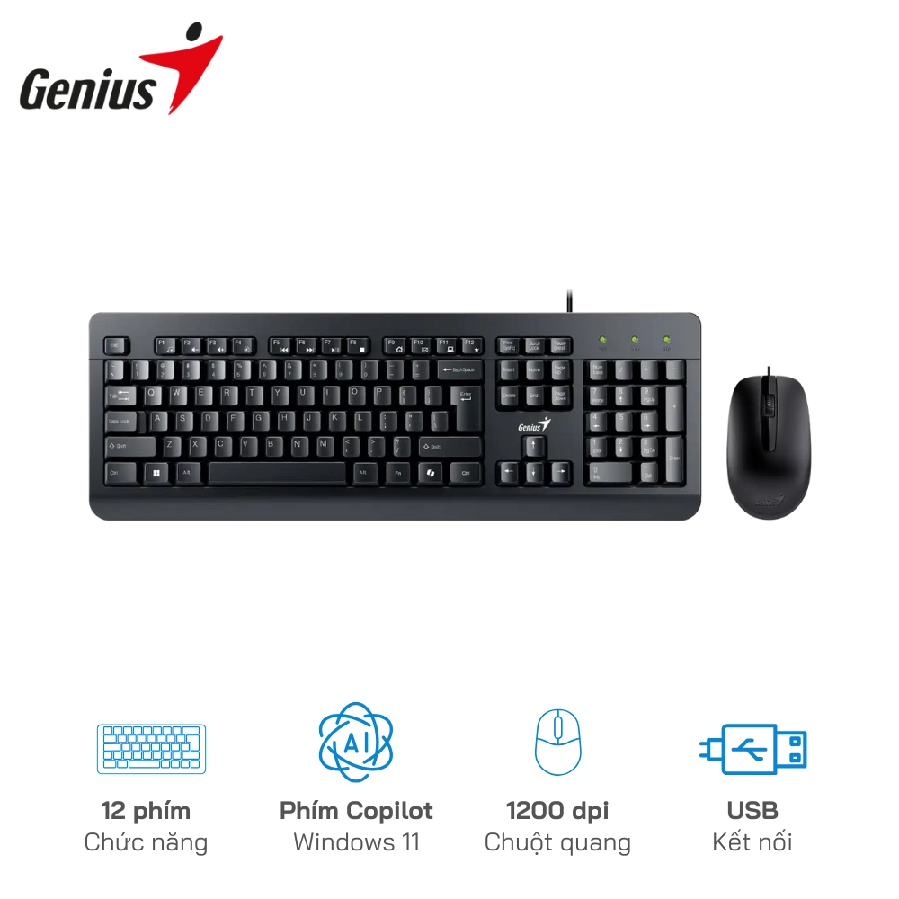Bộ Bàn Phím Chuột Có Dây Genius KM-160