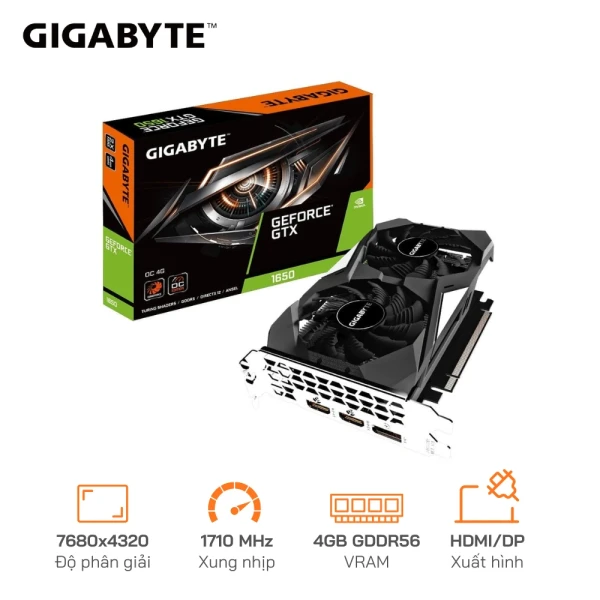 VGA GIGABYTE GeForce GTX 1650 D6 WINDFORCE OC 4GB GDDR6 (GV-N1656WF2OC-4GD)
