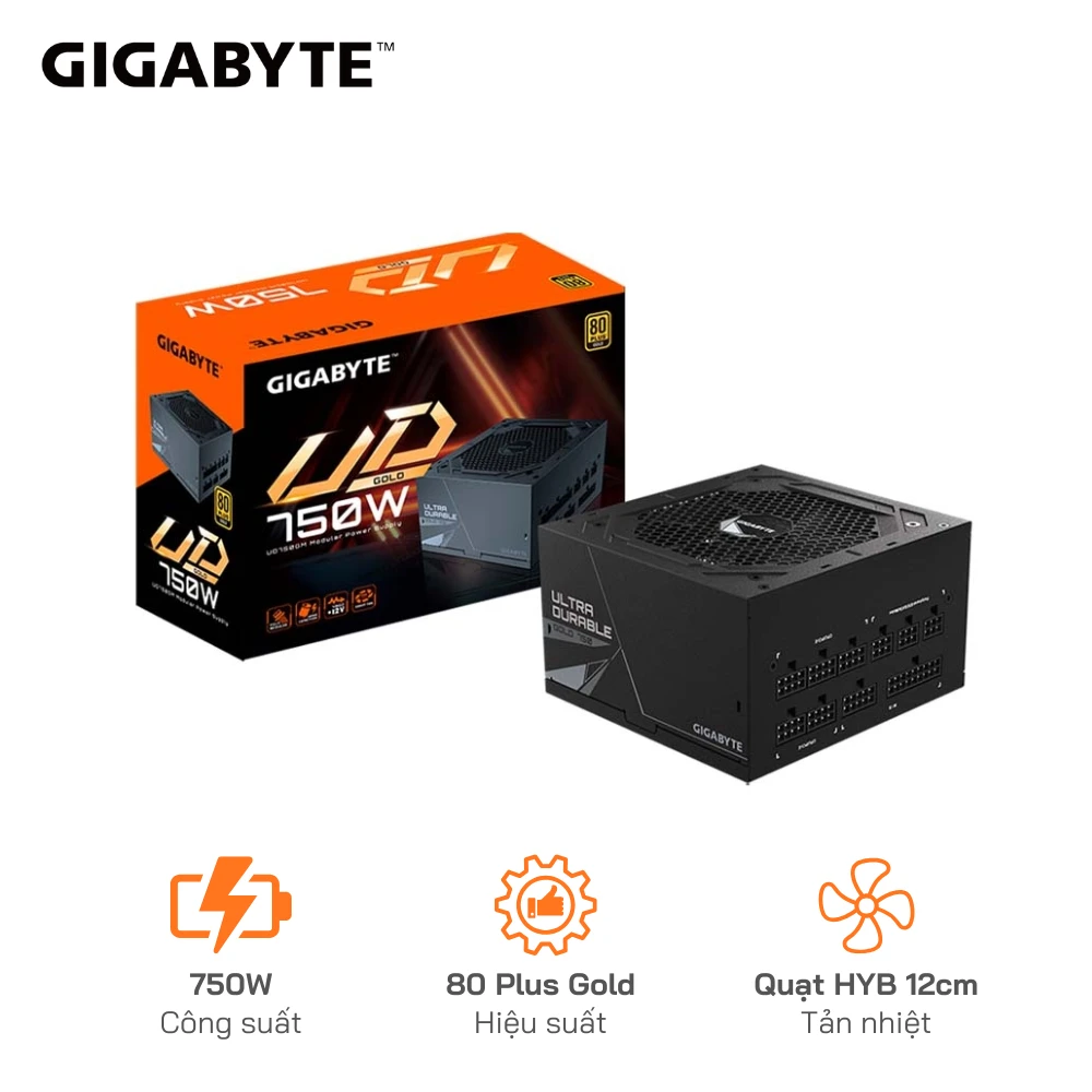 Nguồn GIGABYTE UD750GM - 750W Gold  - Công Suất Thực 90% - Full Modular