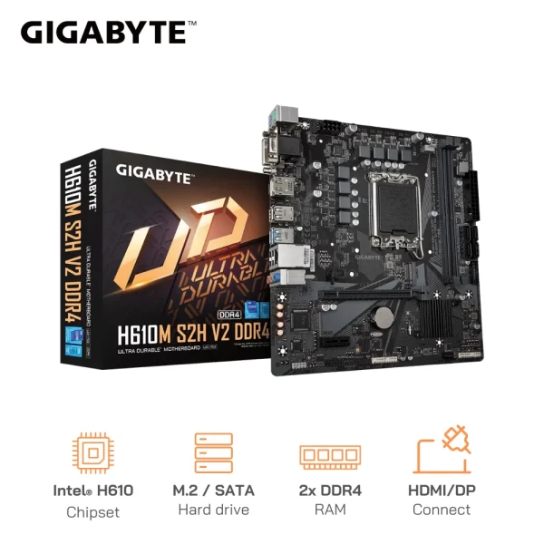 Mainboard GIGABYTE H610M S2H V2 DDR4 / M.2 NVMe SATA / HDMI DisplayPort