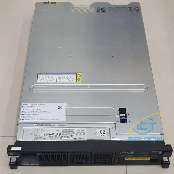 Server cũ IBM System x3650 m4, Cpu Xeon E5-2620 V2, Ram 32GB, Nguồn 500W, ServeRAID M5100
