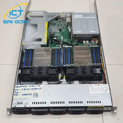 Server cũ Supermicro 119U-7, Cpu Xeon 8 E-2620 X2, Ram 16GB, Nguồn 750W (không ổ cứng)
