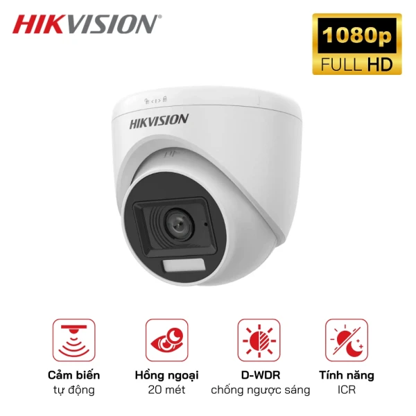 Camera HD-TVI HIKVISION DS-2CE76D0T-EXLPF 2MP Dome Dual Light