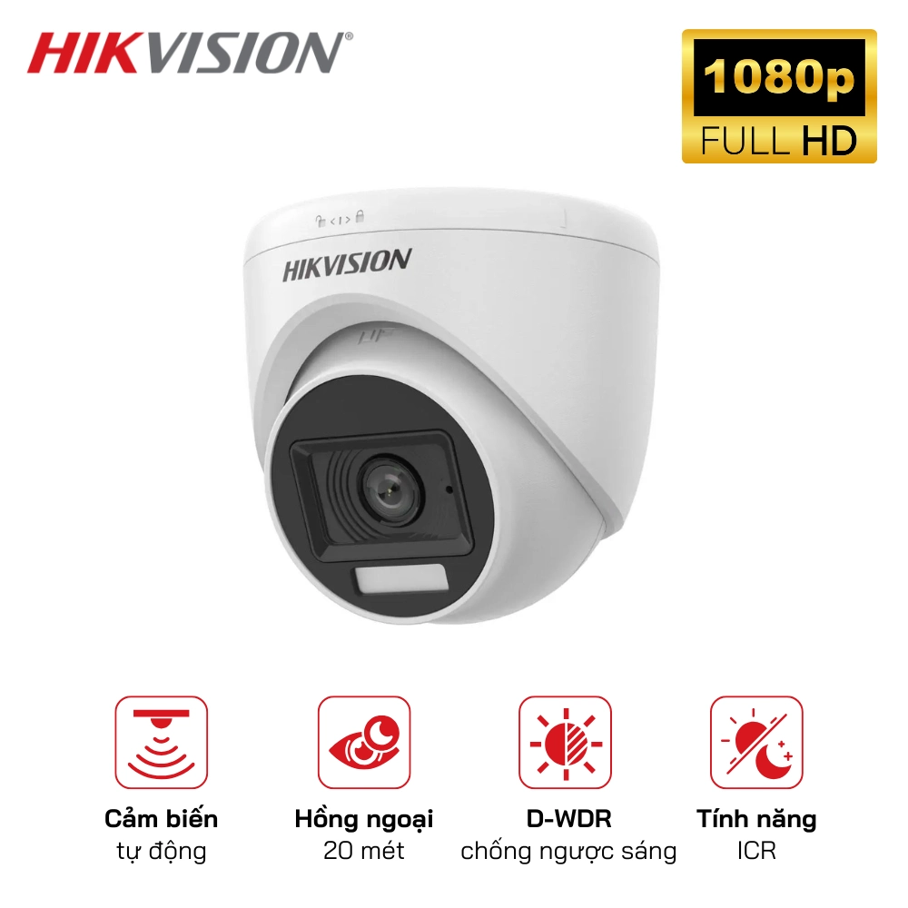 Camera HD-TVI HIKVISION DS-2CE76D0T-EXLPF 2MP Dome Dual Light