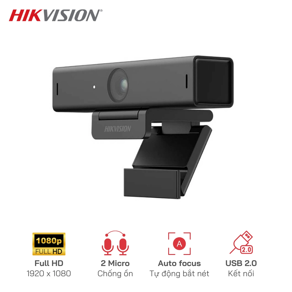 Webcam Hikvision DS-UC2 2MP FHD, Tích hợp 2 Mic, thu âm đa hướng, chống ồn thông minh, chuyên hội nghị, doanh nghiệp