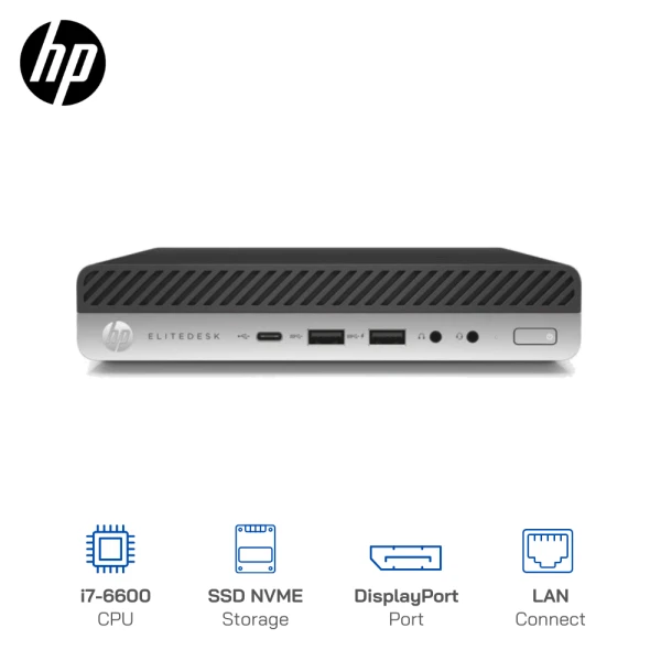 Mini PC HP EliteDesk 800 G3, Core i7-6600, Ram 8GB, SSD 256GB, Wifi