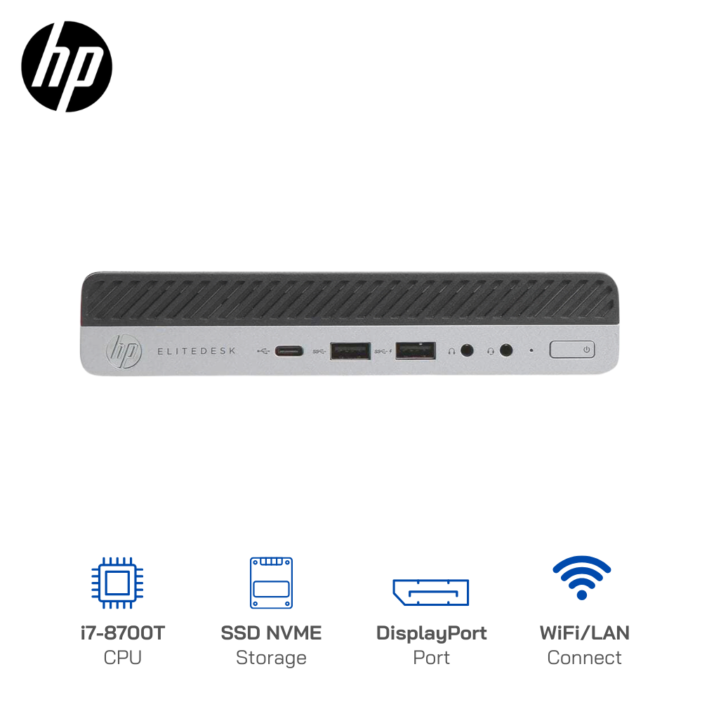 Máy Bộ Mini PC HP EliteDesk 800 G4, Core i7-8700T Kết Nối Wifi